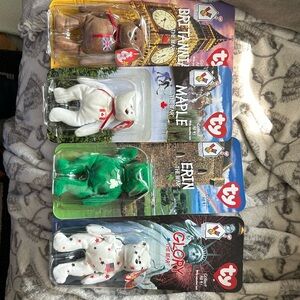 TY collectibles 4 McDonalds Happy Meal toy Beanie Baby miniature.  4 from series